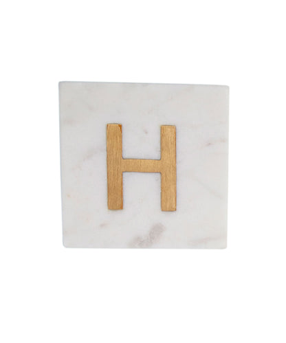 Verona Marble Monogram Coaster Letter H
