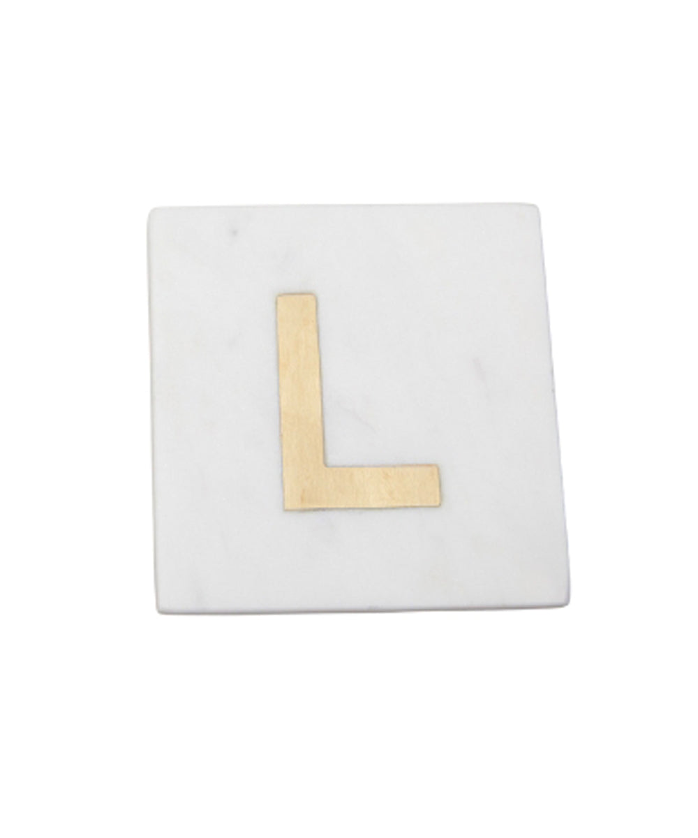 Verona Marble Monogram Coaster Letter L
