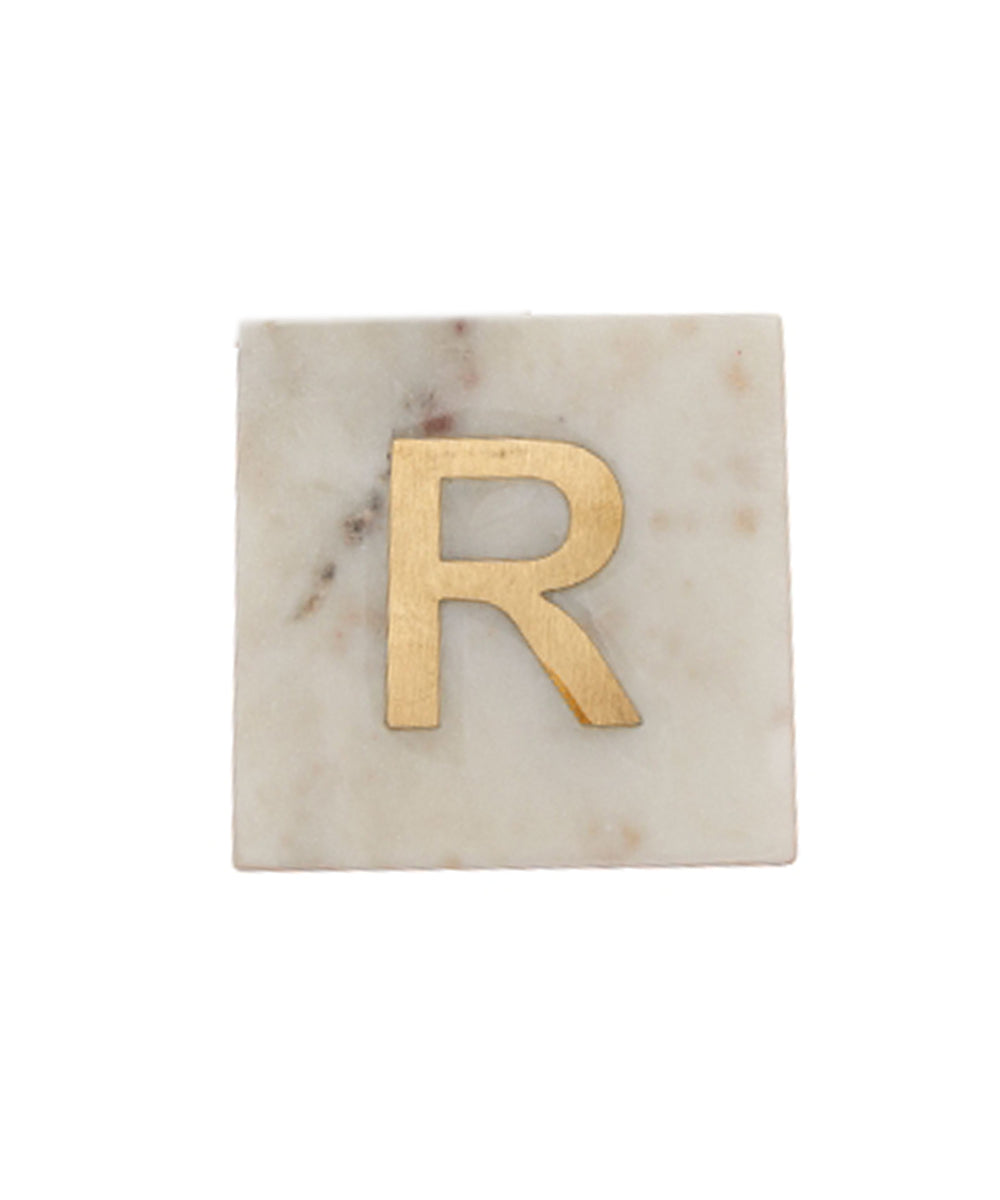 Verona Marble Monogram Coaster Letter R