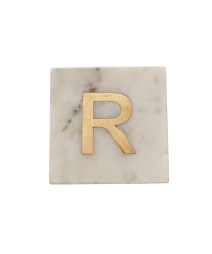 Verona Marble Monogram Coaster Letter R