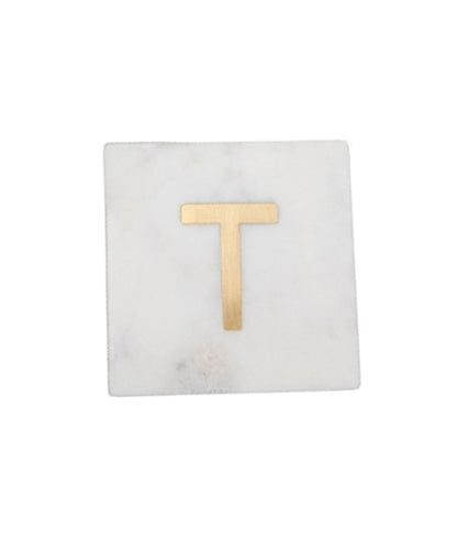 Verona Marble Monogram Coaster Letter T