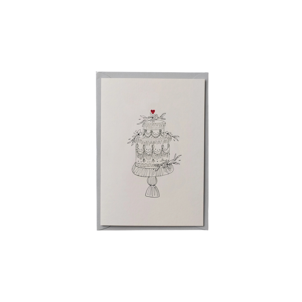 Katie Housley Wedding cake hand finished card W- 10.5 cm L- 14.8 cm