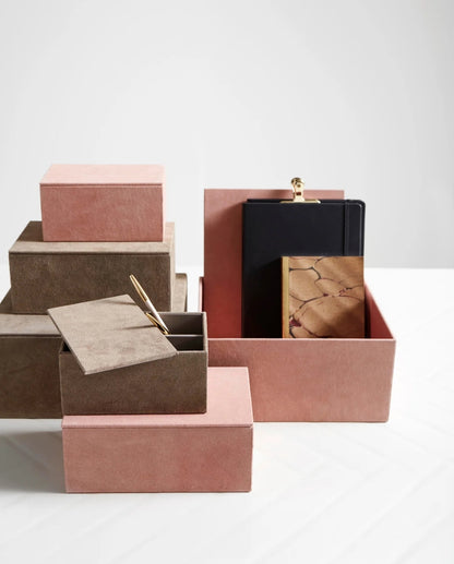 KASTELA box - rose suede leather Large