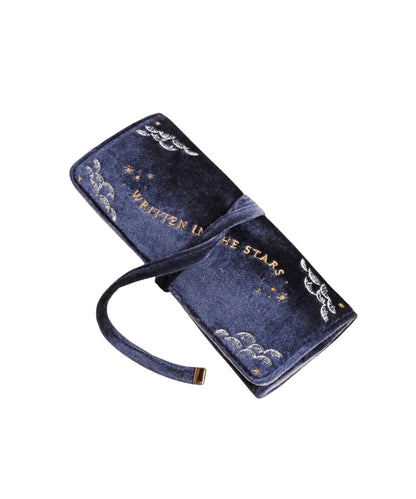 Navy Celestial Velvet Jewellery Roll