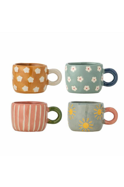 Bloomingville Nini Cup, Multipack Set of 4 Stoneware H- 5.5 cm D- 6 cm Multi