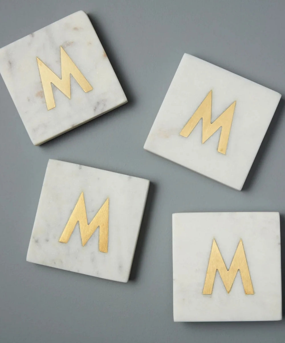 Verona Marble Monogram Coaster Letter M
