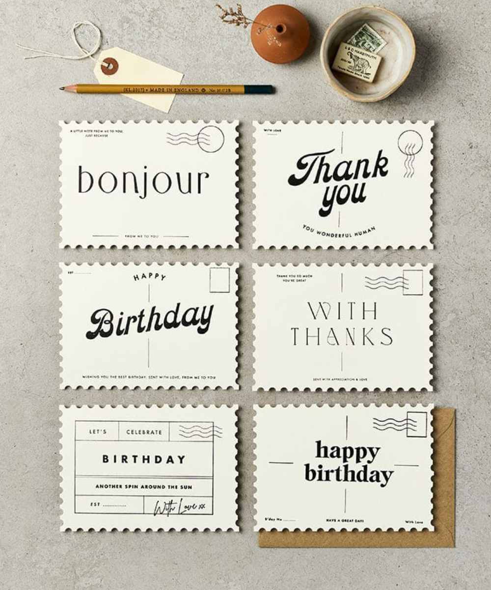 Assorted Pack Notecards - Vintage Type